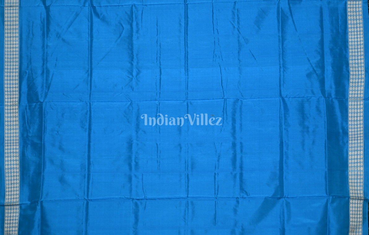 Exclusive Surf Blue Tribal Theme Odisha Ikat Sambalpuri Silk Saree
