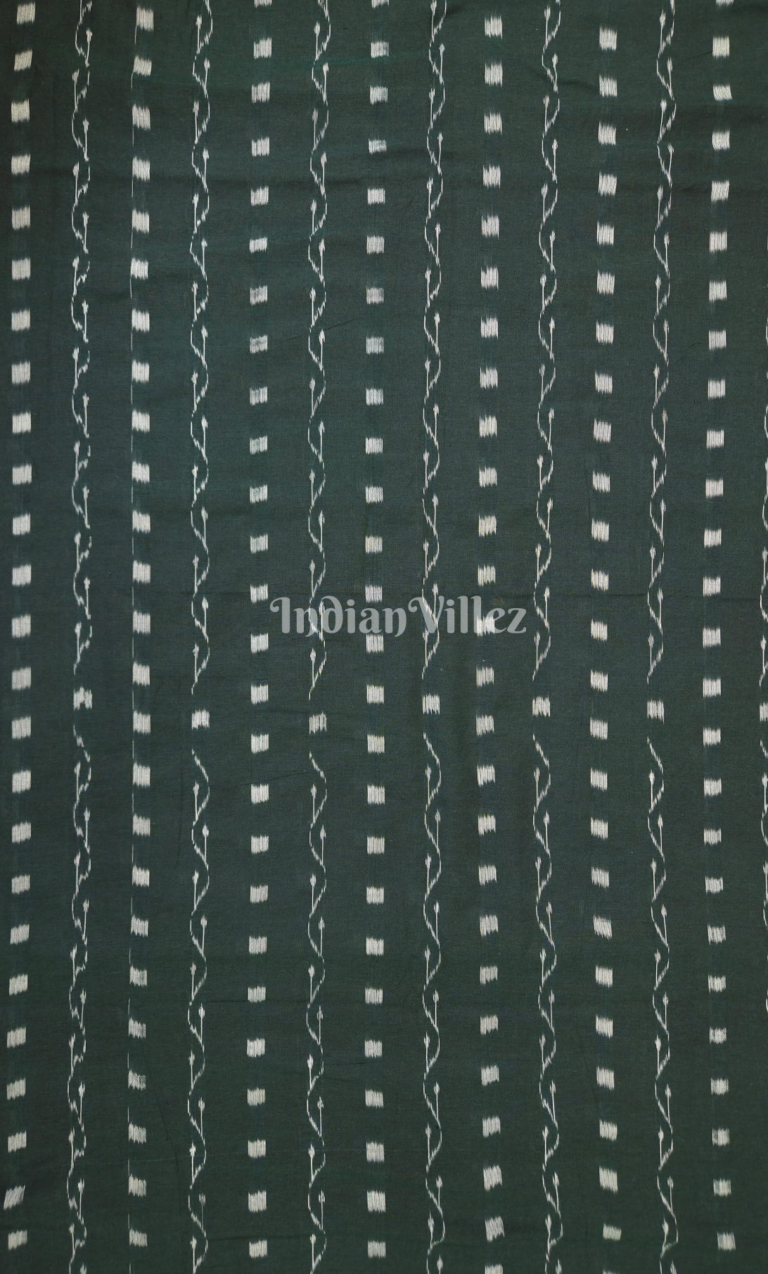 Bottle Green Tipa Design Odisha Ikat sambalpuri Cotton Fabric