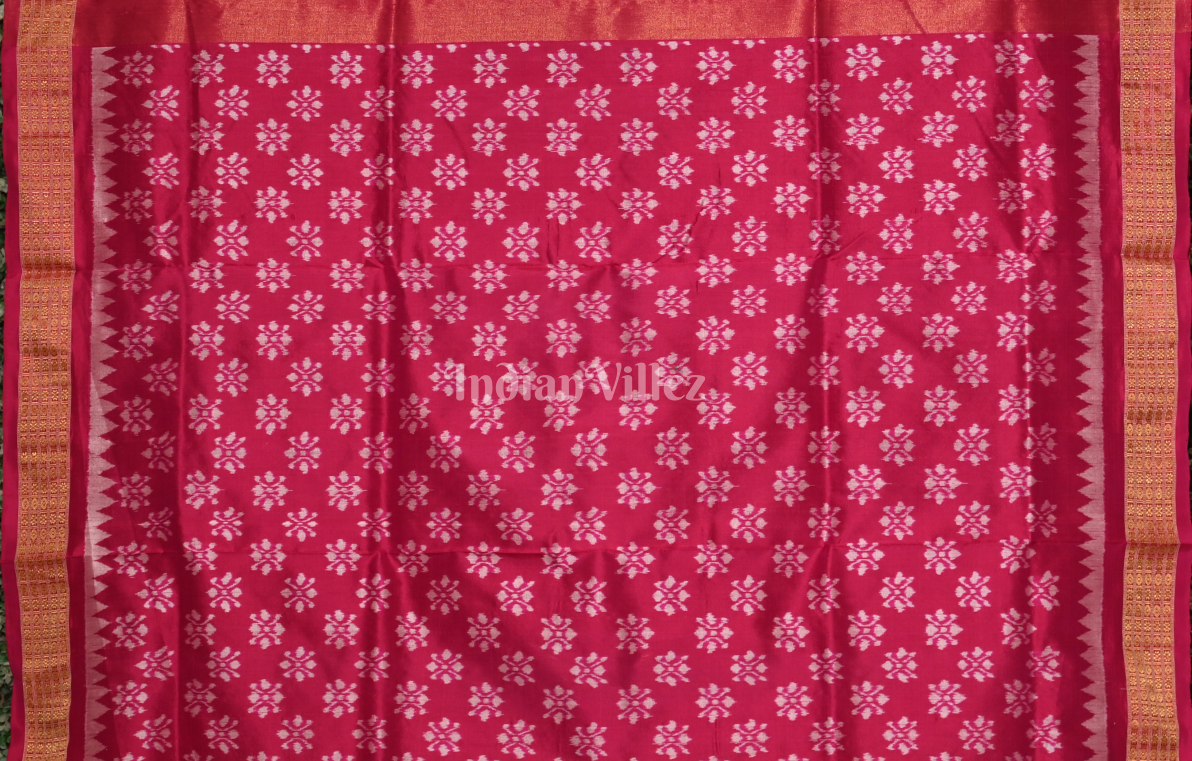Green Pink Nabakothi Full Tissue Odisha Ikat Sambalpuri Silk Saree 