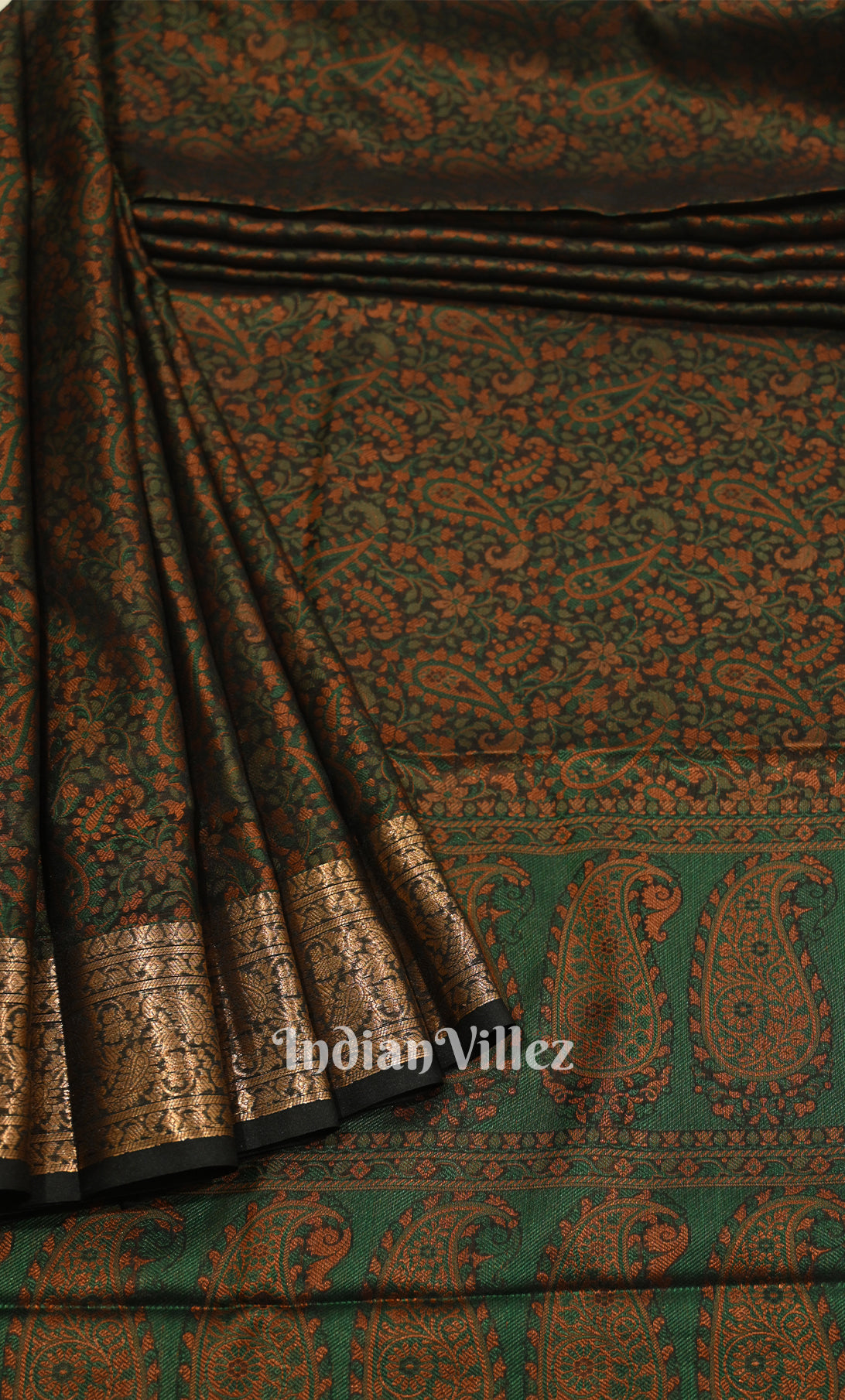 Mehendi Green Dual Tone Tanchoi Silk Banrasi Saree 