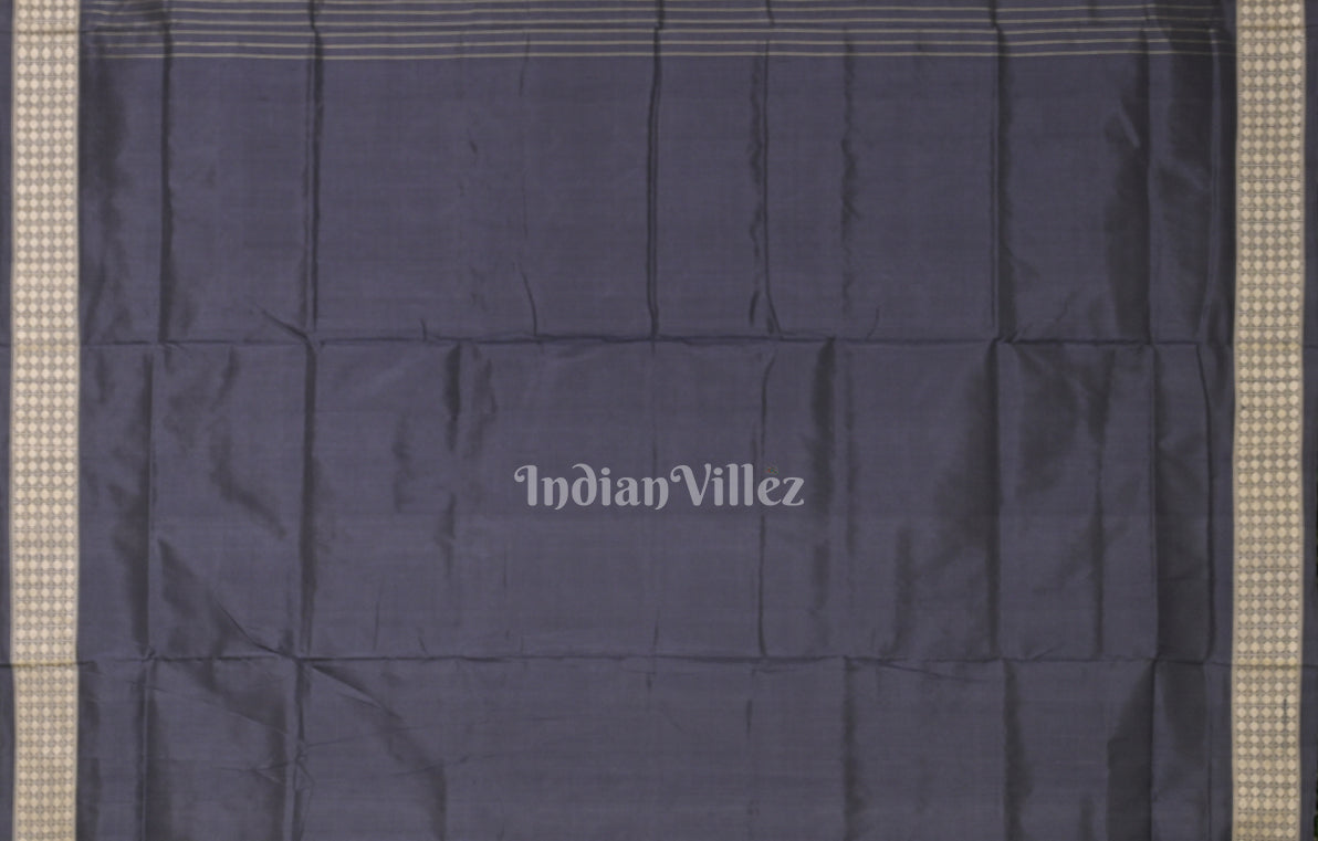 Black Grey Telia Rumal Odisha Ikat Sambalpuri Silk Saree
