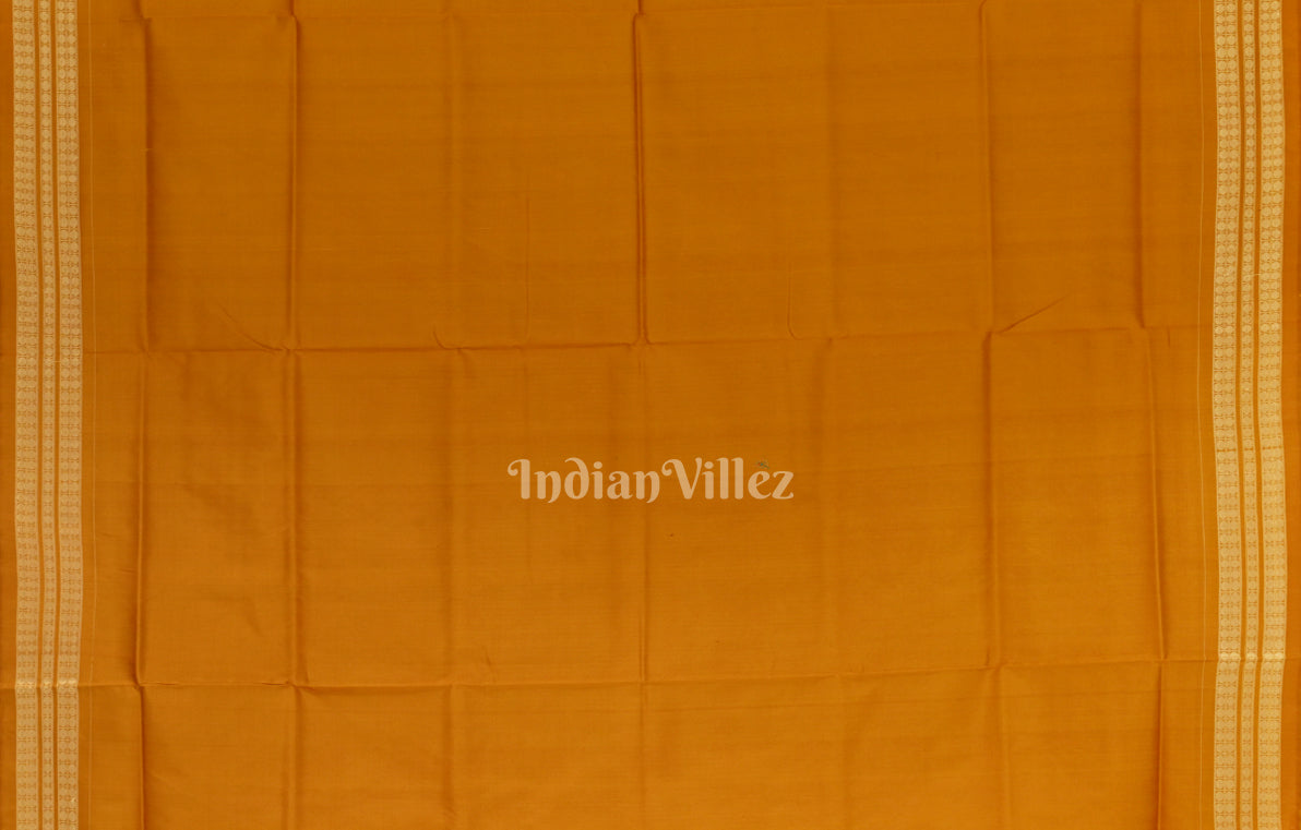 Rani Pink Mustard Yellow Jhoti Motif Odisha Ikat Sambalpuri Silk Saree 