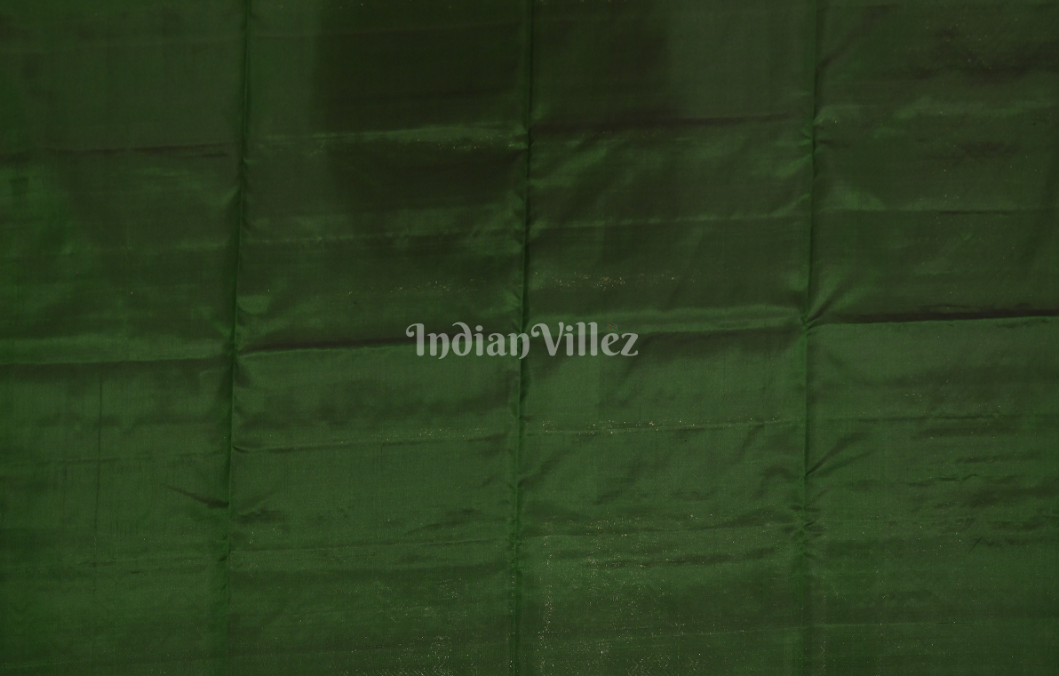 Bottle Green Silver Zari Pure Kanjivaram Soft Silk Saree 