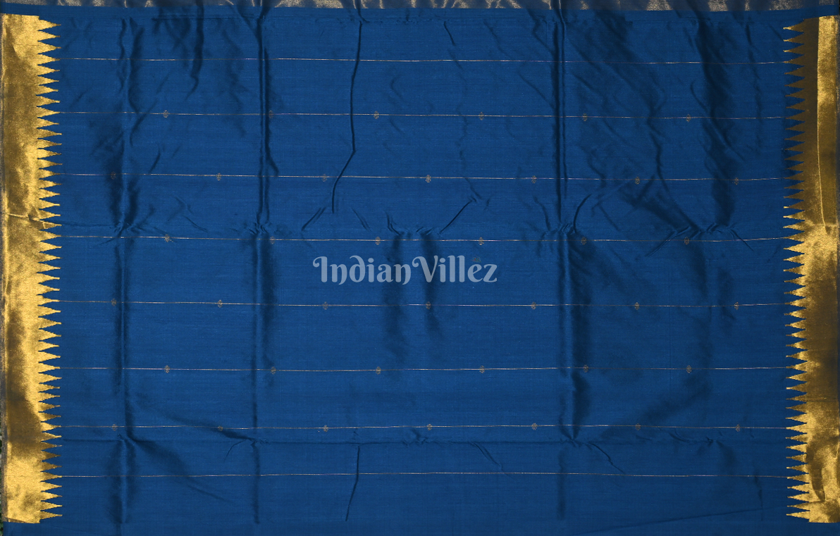 Royal Blue Golden Phoda Kumbha Half Tissue Sambalpuri Silk Saree 