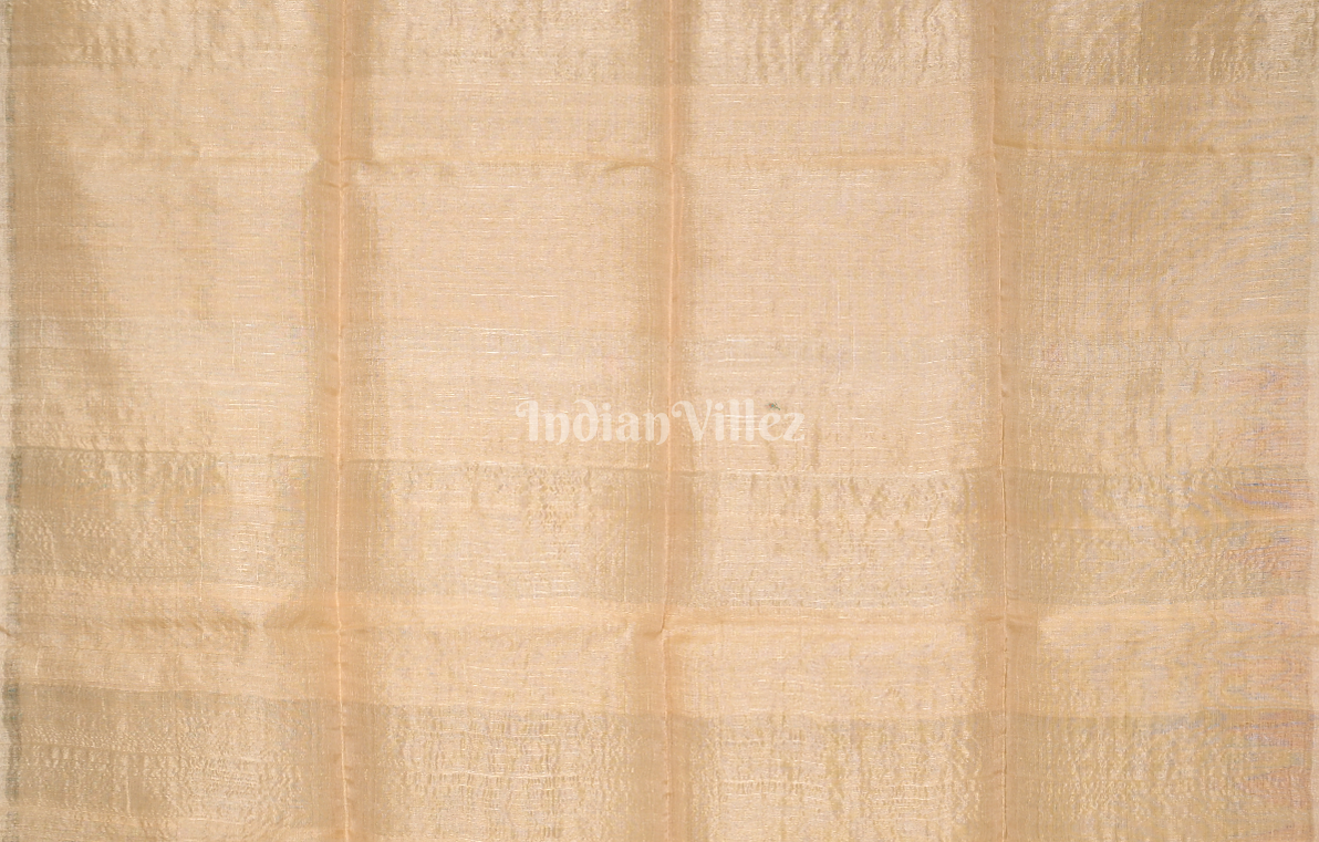 Beige with Red Coffee Buti Design Tussar Silk Jamdani Saree 