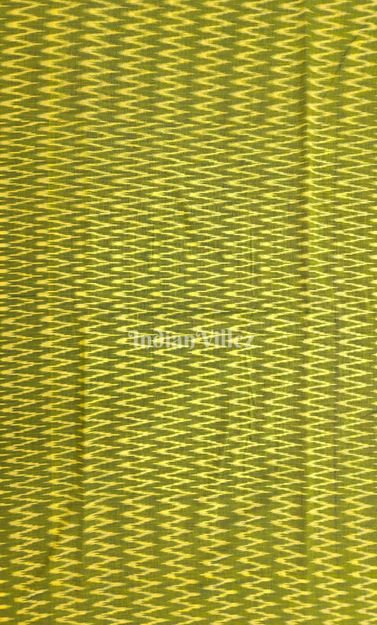 Olive Green Pochampally Ikat Cotton Fabric 
