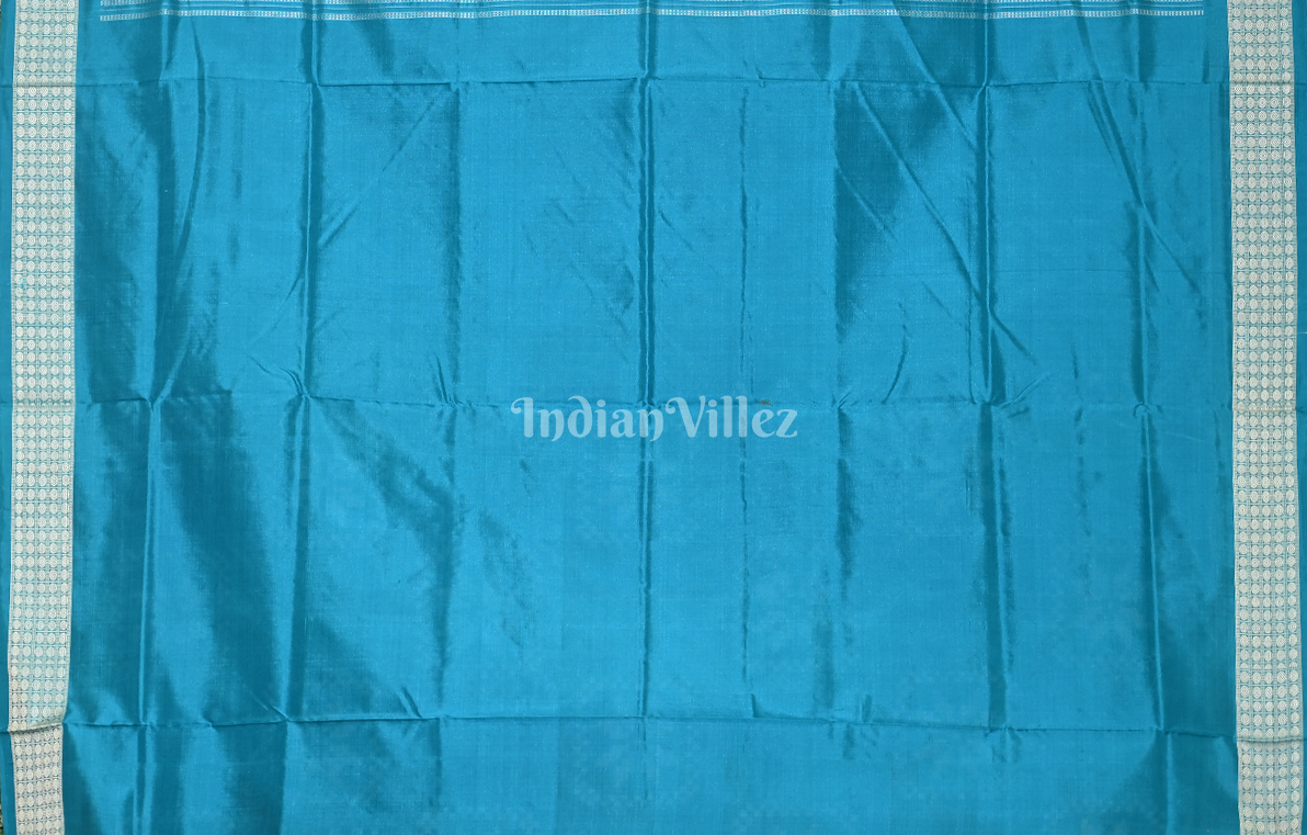 Blue Telia Rumal Odisha Ikat Sambalpuri Silk Saree 