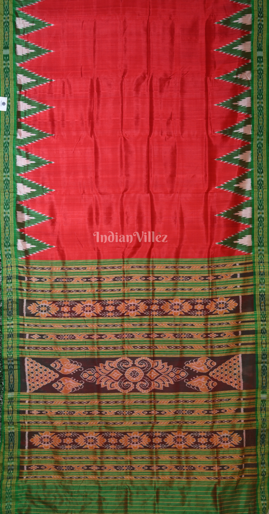 Red Green Odisha Ikat Khandua Silk Saree