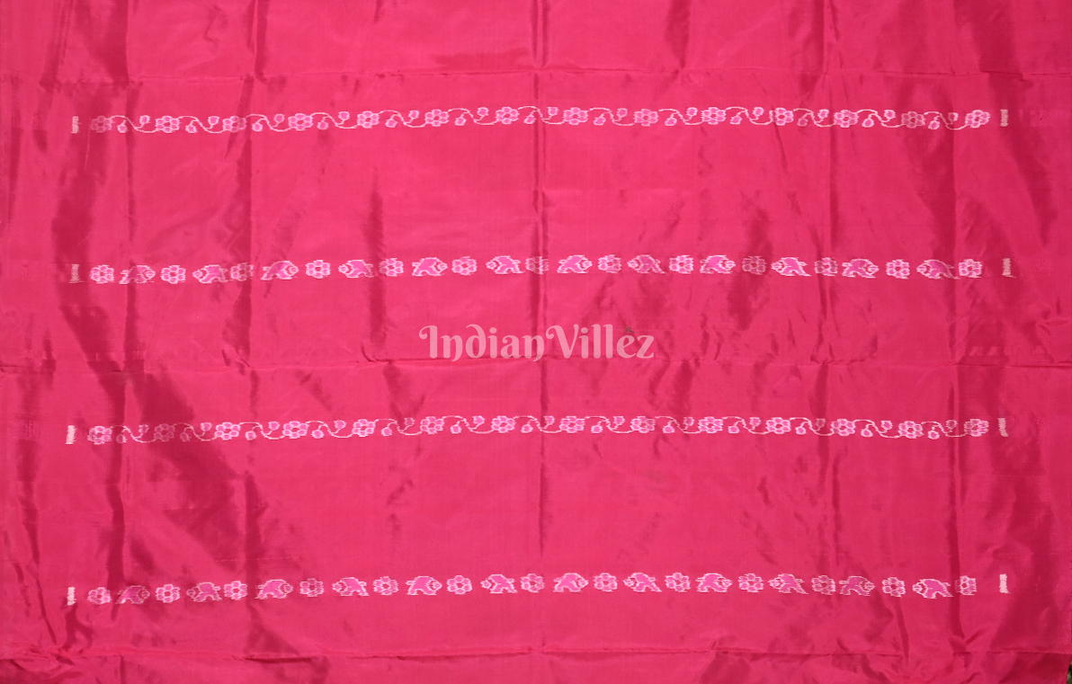 Pista Green Pink Buti Design Odisha Ikat Bomkai Sambalpuri Silk Saree 