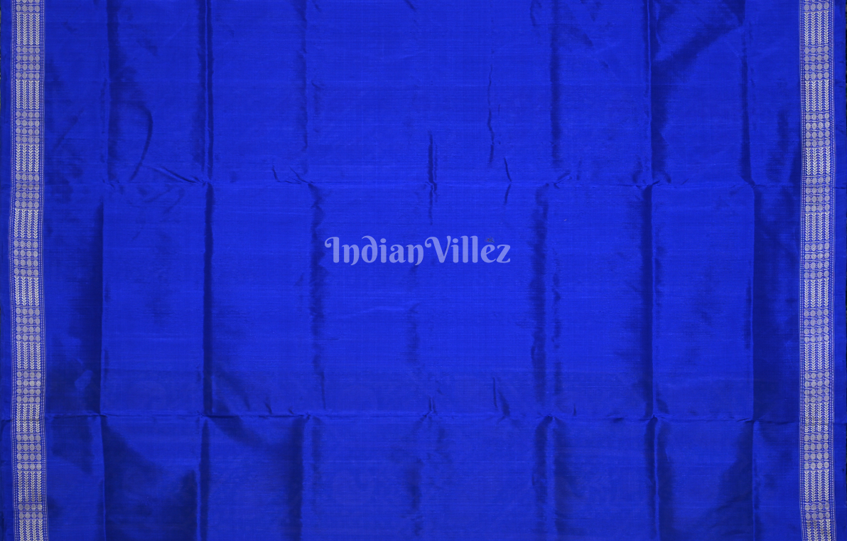 Parrot Green Royal Blue Odisha Ikat Sambalpuri Silk Saree 