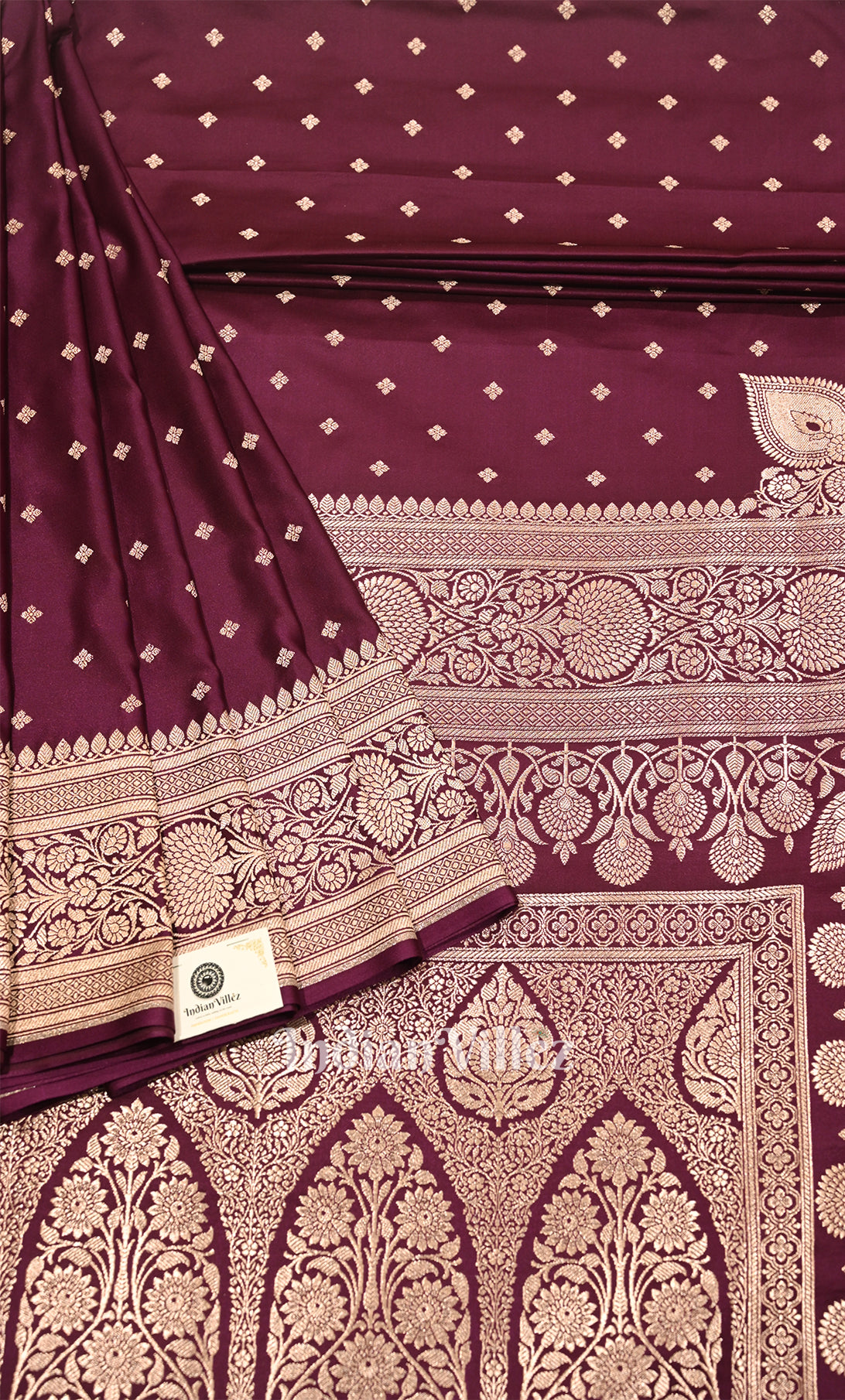 Lavish Wine Pure Mashru Satin Silk Banarasi Saree 