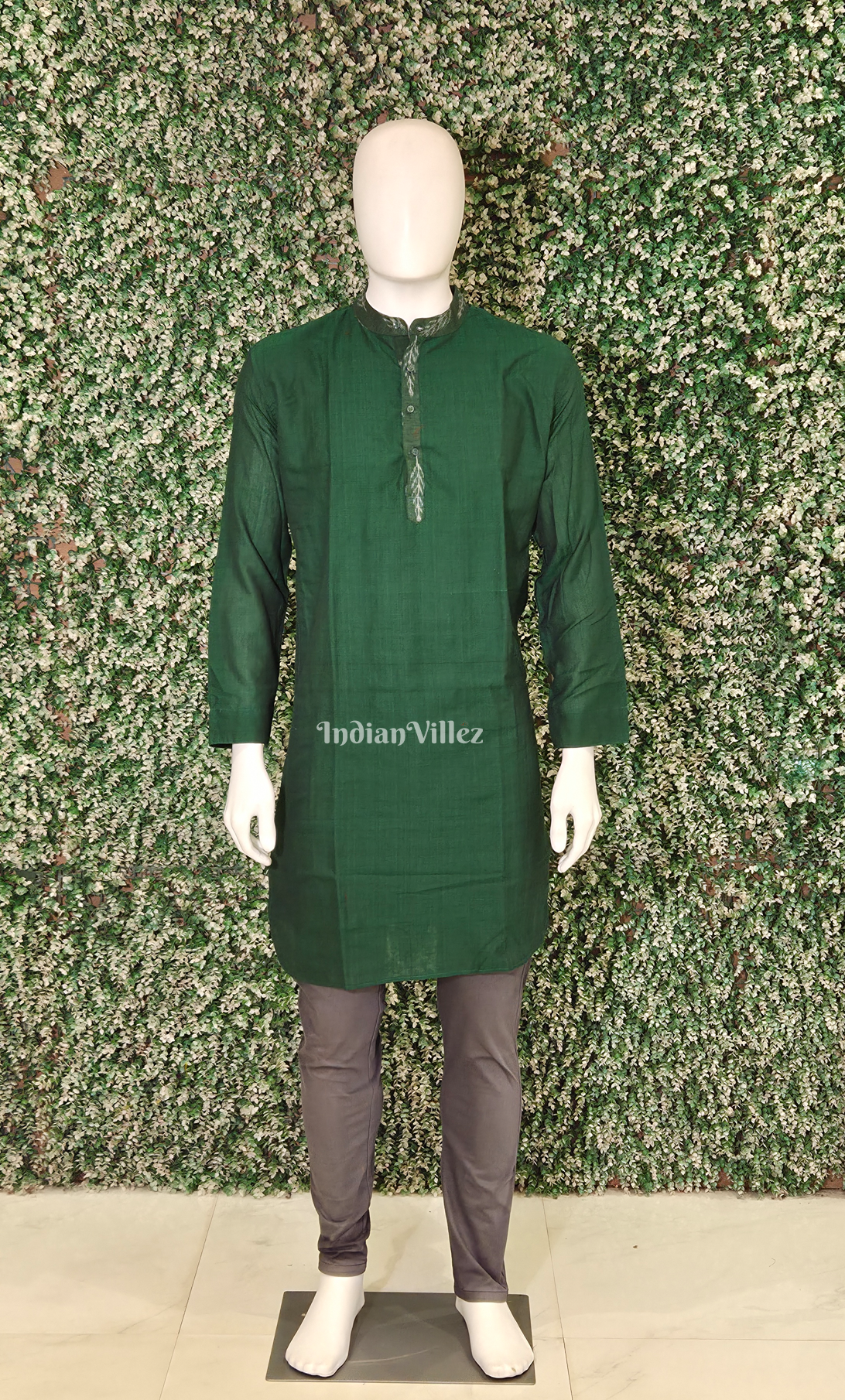 Green Odisha Ikat Cotton Kurta for Men 