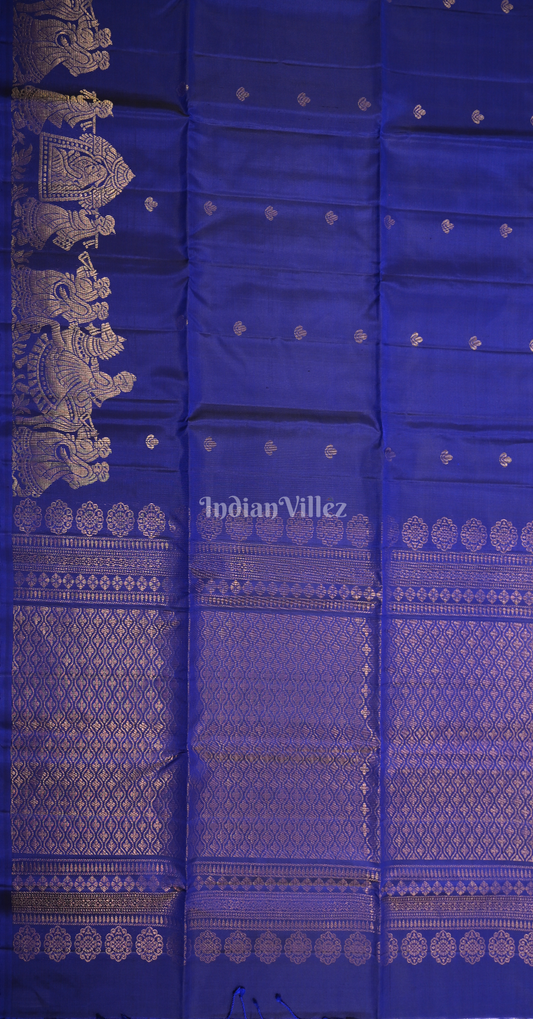 Royal Blue Pure Kanjivaram Soft Silk Saree with Doli Barat Border