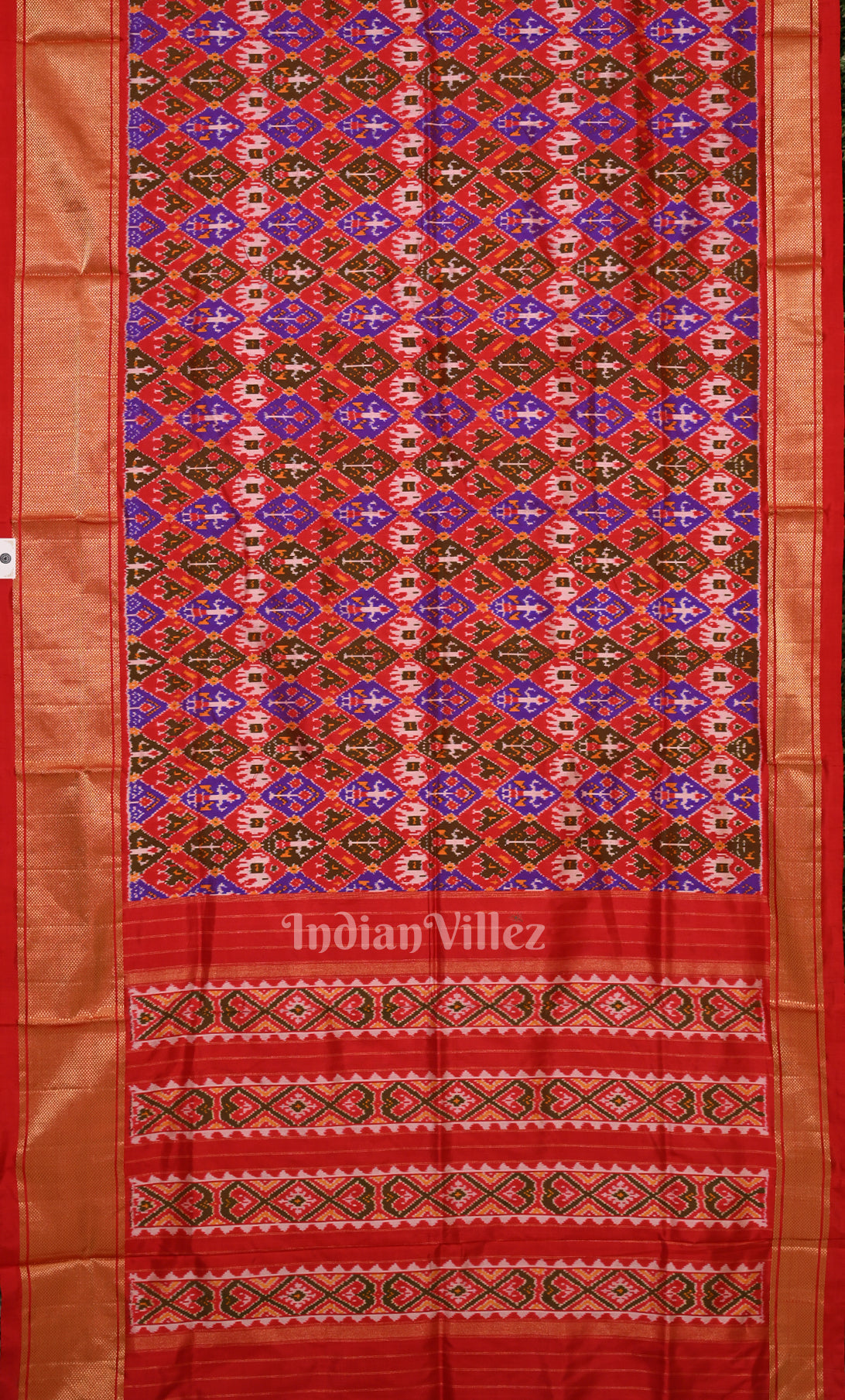  Dark Red Pochampally Ikat Silk Saree