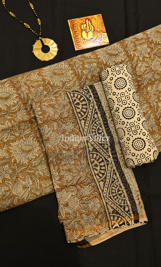 Light Yellow Cream Bagru Block Printed Kotta Suit Sets
