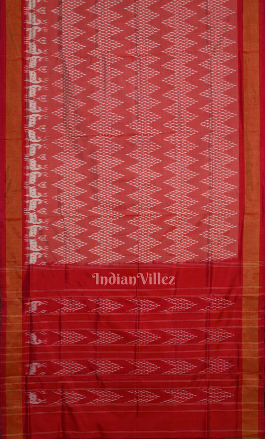  Red Pochampally Ikat Silk Saree