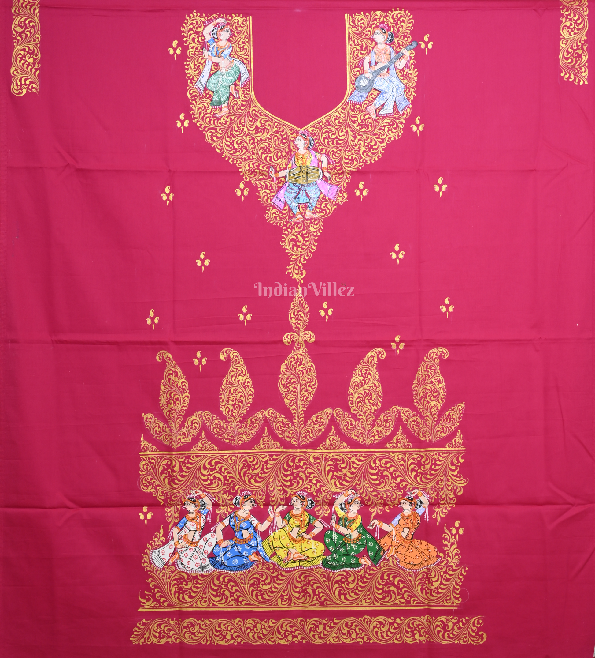 Rani Pink Nartaki Theme Hand-Painted Pattachitra Kurti