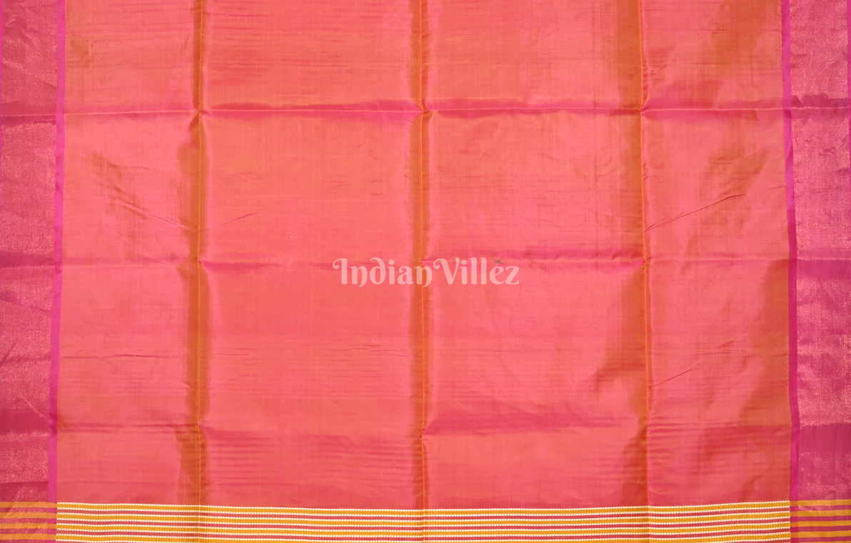 Mustard Yellow Pink Pure Bishnupuri Silk Saree