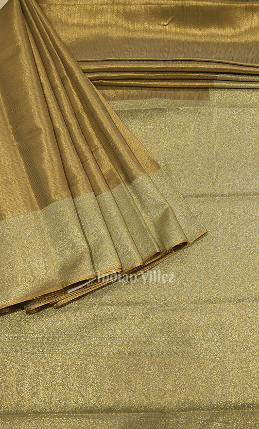Metallic Gold Brocade Pure Kanjivaram Tissue Silk Saree