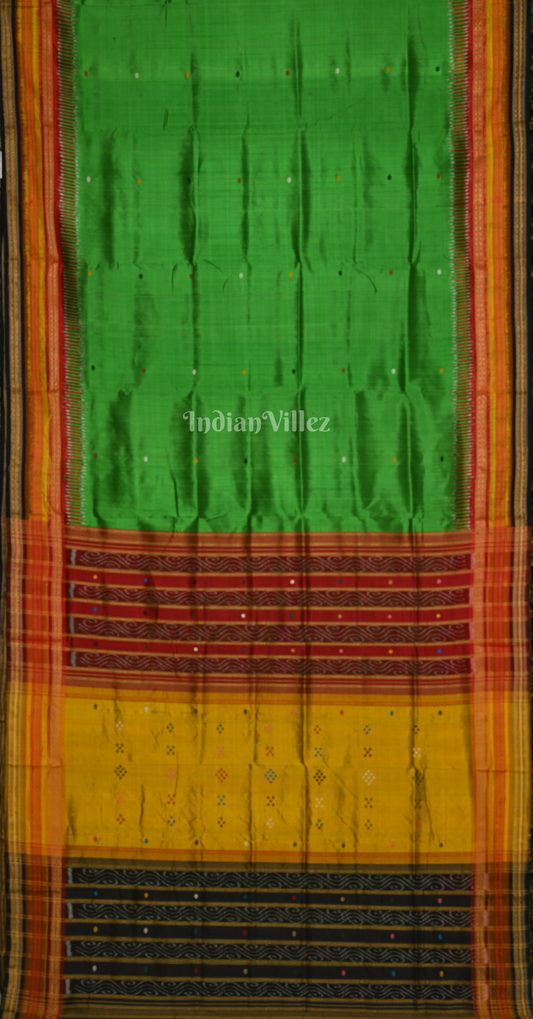 Green with Multi colour Kathiphera Odisha Ikat Khandua Silk Saree 