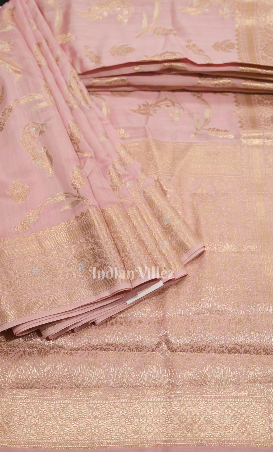 Baby Pink Pure Katan Banarasi Silk Saree 