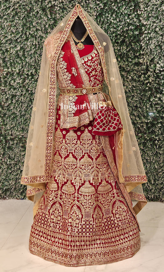 Exlusive Designer Red Gota Patti & Zardosi Lehenga Choli With Dupatta