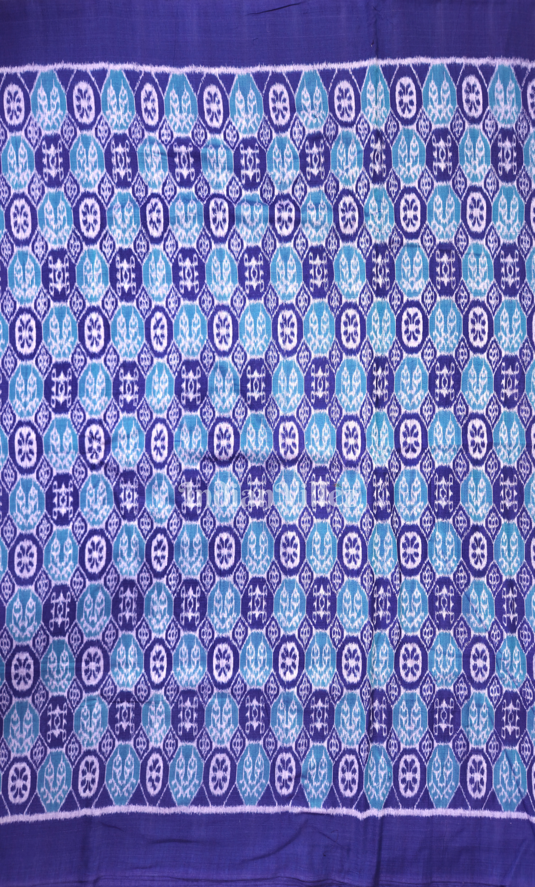 Blue Floral Theme Odisha Ikat Sambalpuri Cotton Fabric