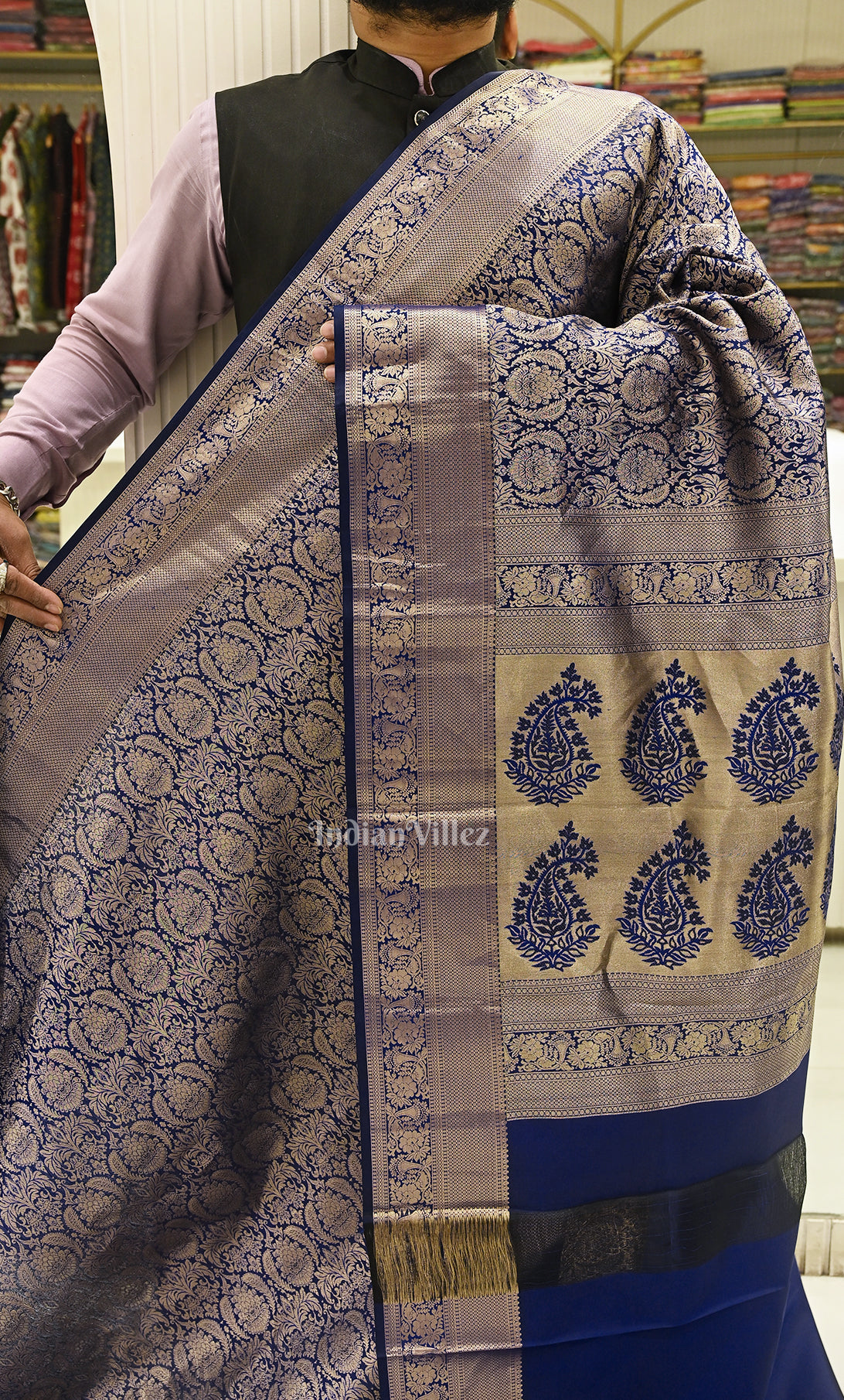 Royal Blue Pure Brocade Kanjivaram Silk Saree