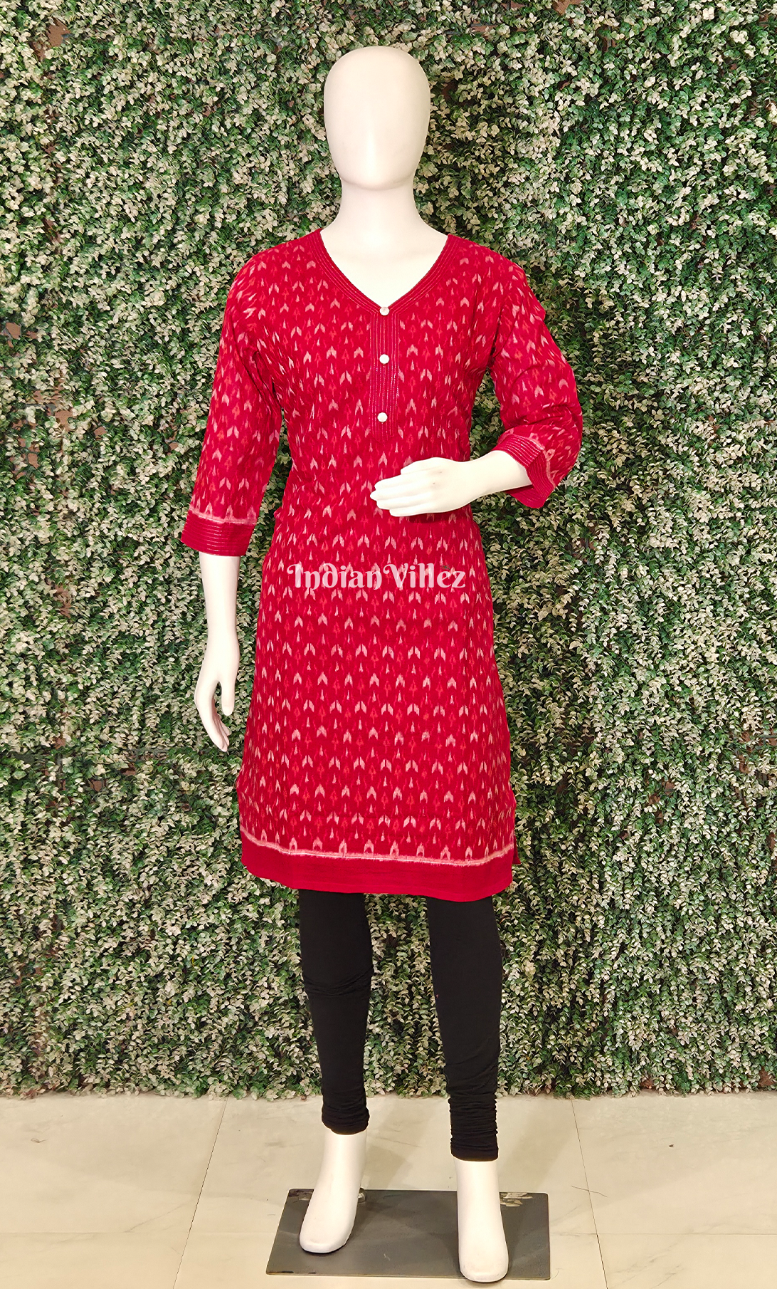 Red Odisha Ikat Designer Cotton Kurti for Women
