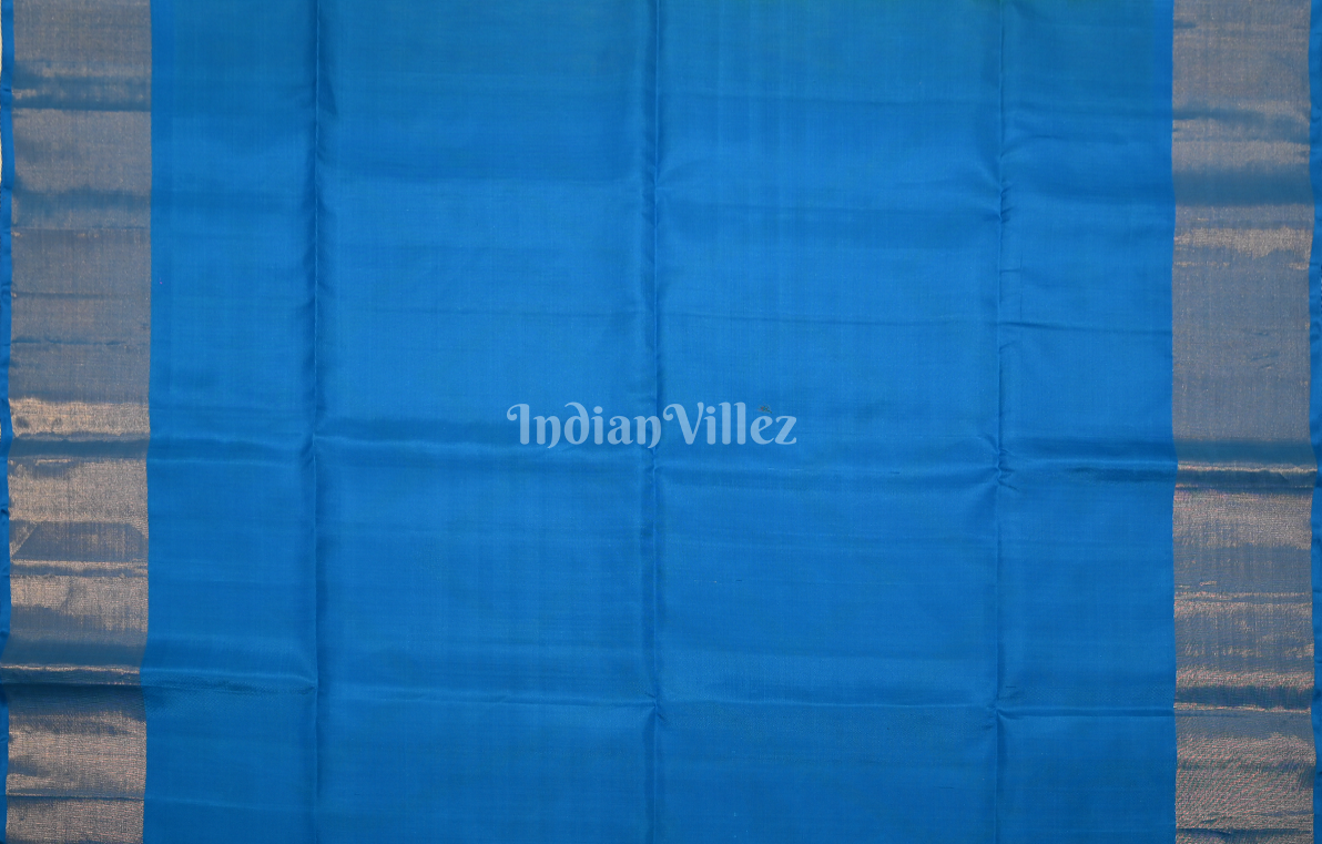 Mustard Yellow Blue Pochampally Ikat Silk Saree