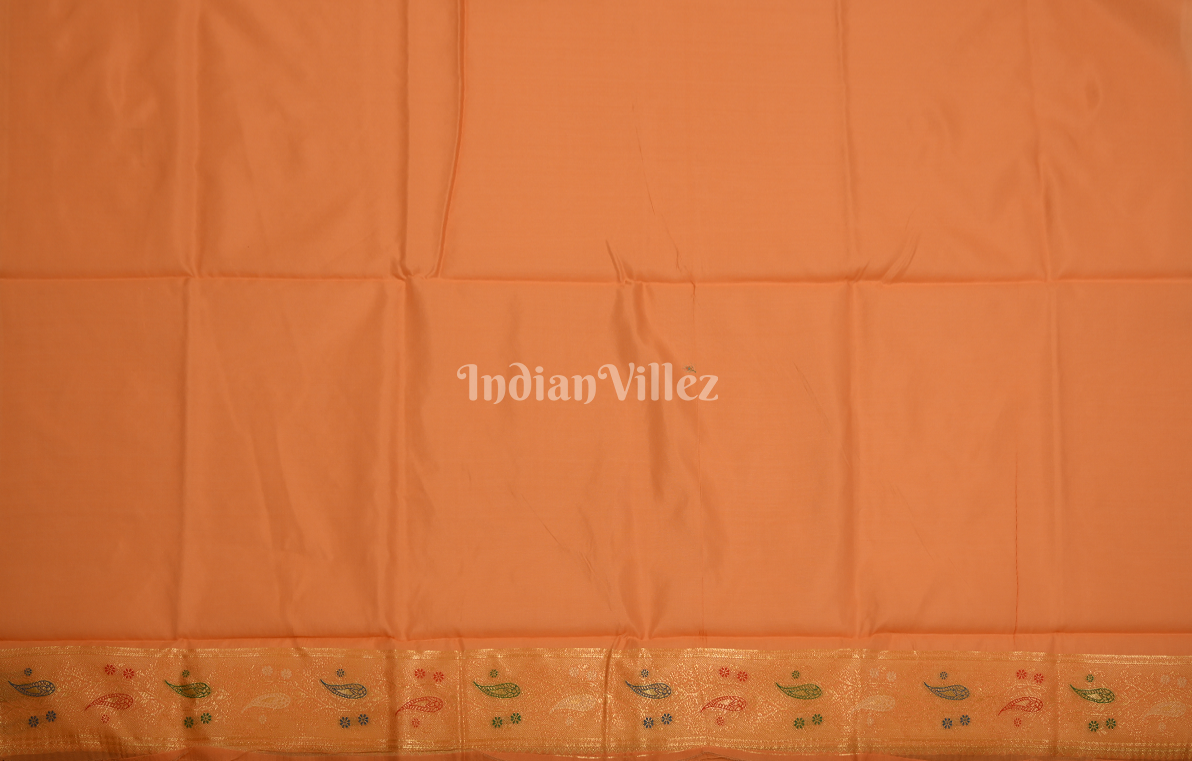 Orange Chanderi Silk Floral Meenakari Banarasi Silk Saree 