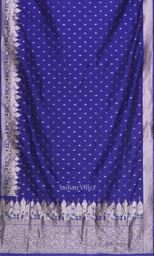 Royal Blue Buta Handwoven Banarasi Katan Silk Saree with Kashi Ghat Weaves