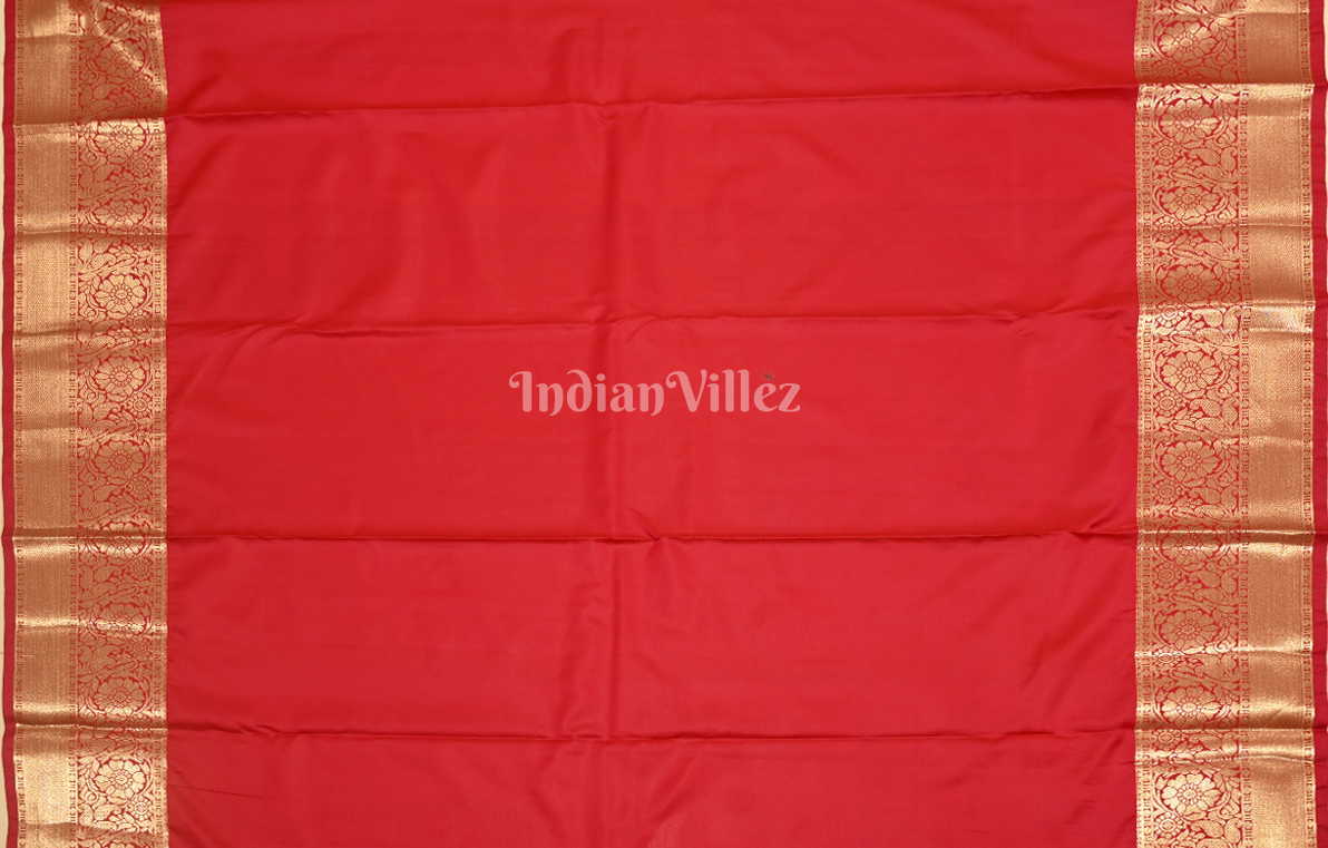Red Floral Buttas Pure Brocade Kanjivaram Silk Saree