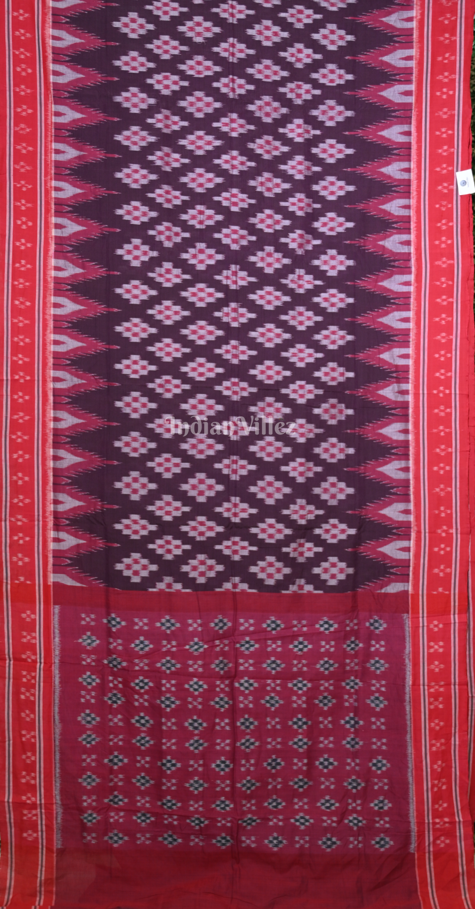 Maroon Red Pasapali Odisha Ikat Sambalpuri Cotton Saree