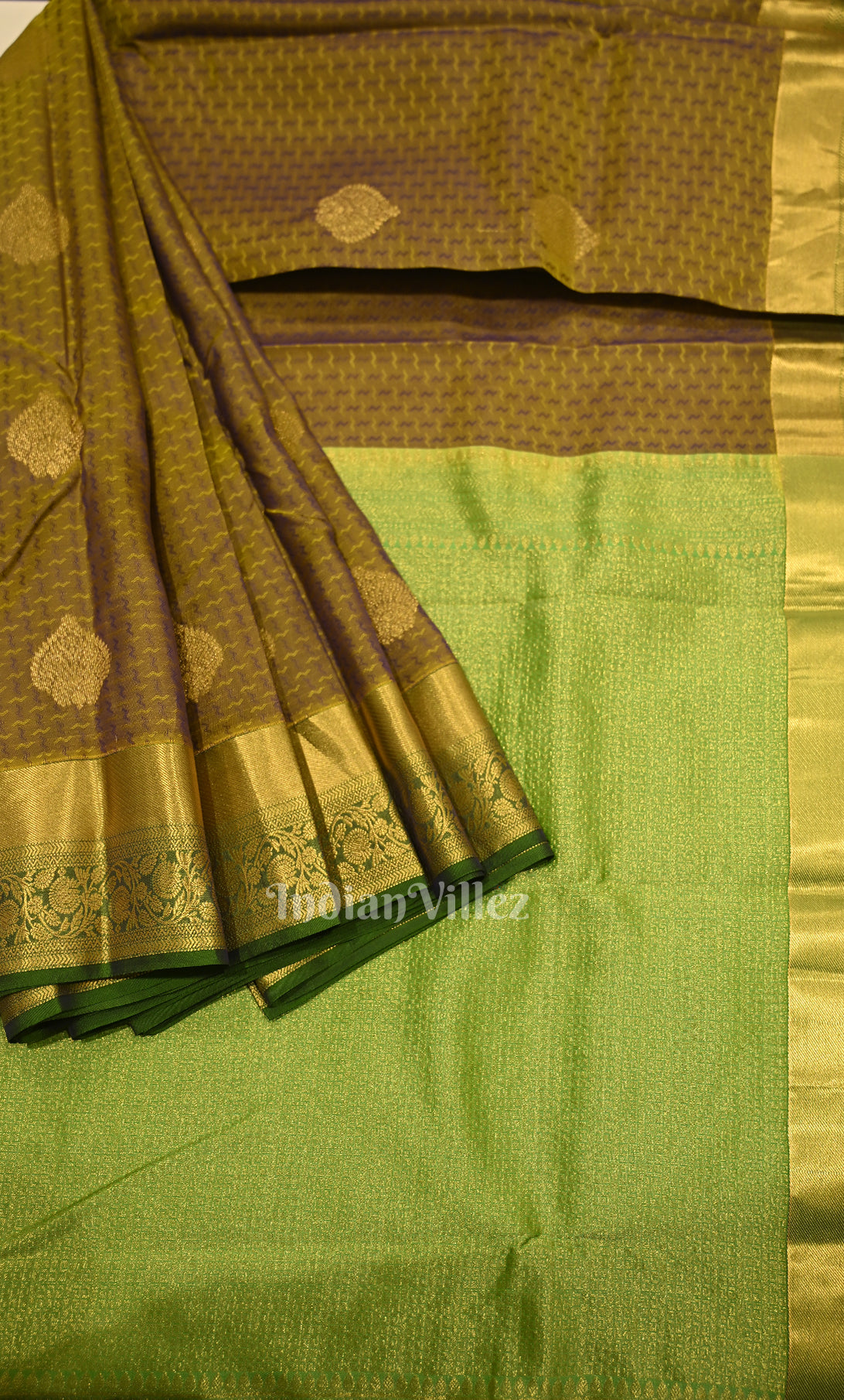 Moss Green Brocade Pure Kanjivaram Silk Saree