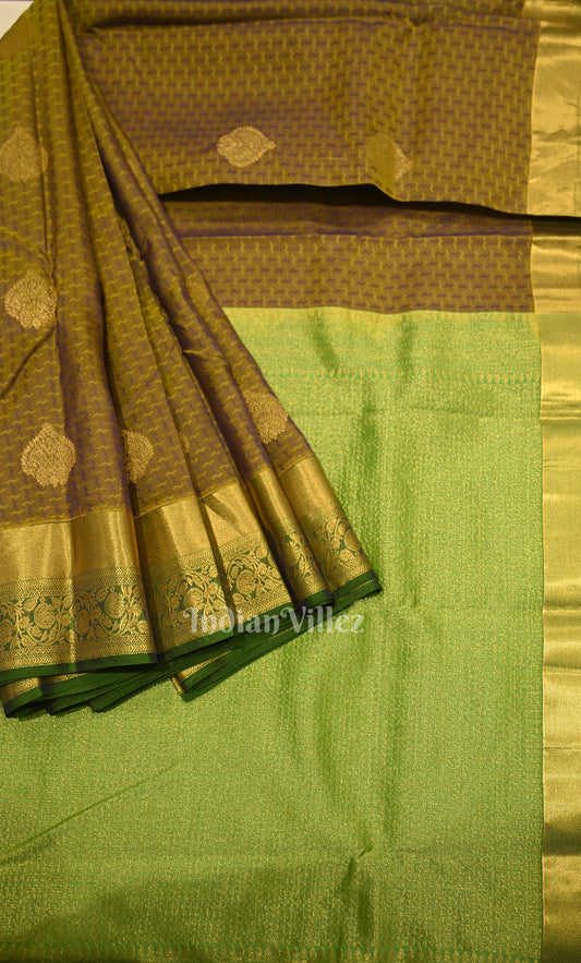 Moss Green Brocade Pure Kanjivaram Silk Saree