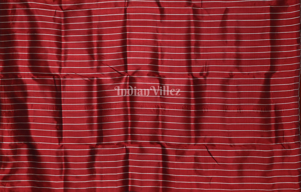 Maroon Sankha Theme Odisha Ikat Contemporary Designer Silk Saree with elephant Anchal