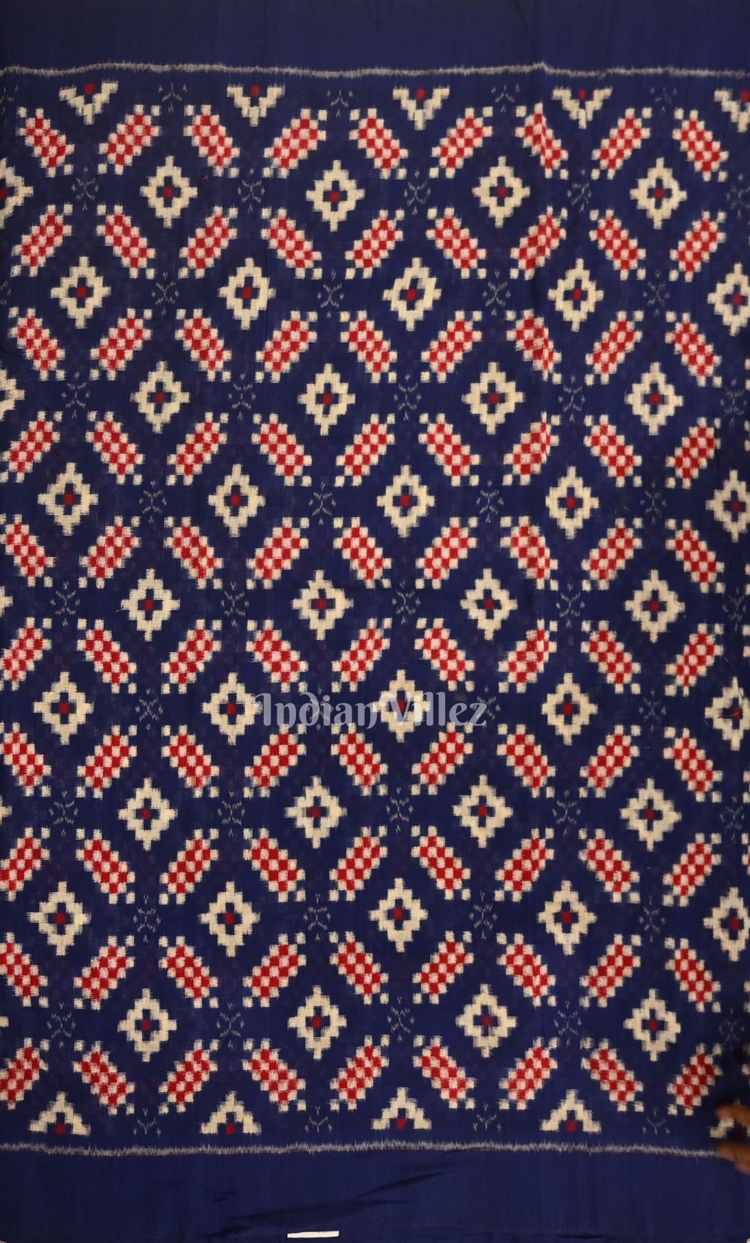 Blue Red Pasapali  Odisha Ikat Sambalpuri Cotton Fabric