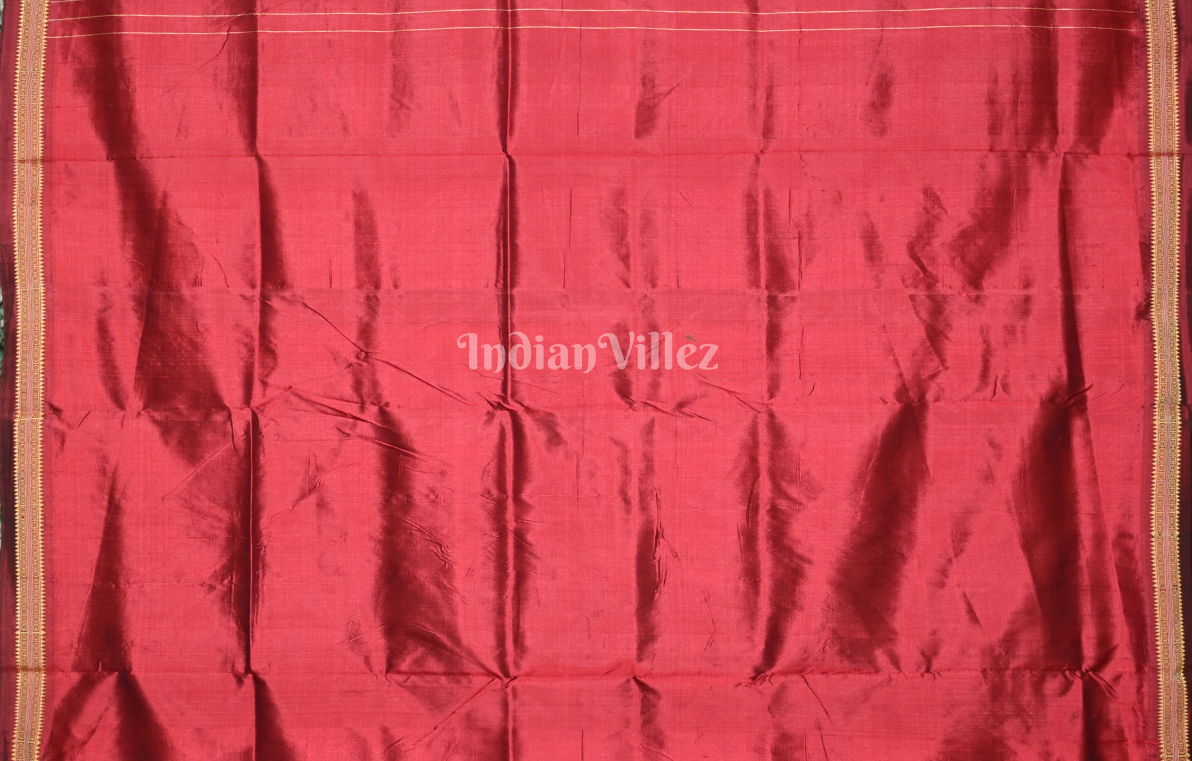 Turquoise Blue Maroon Stripped Odisha Ikat Khandua Silk Saree 
