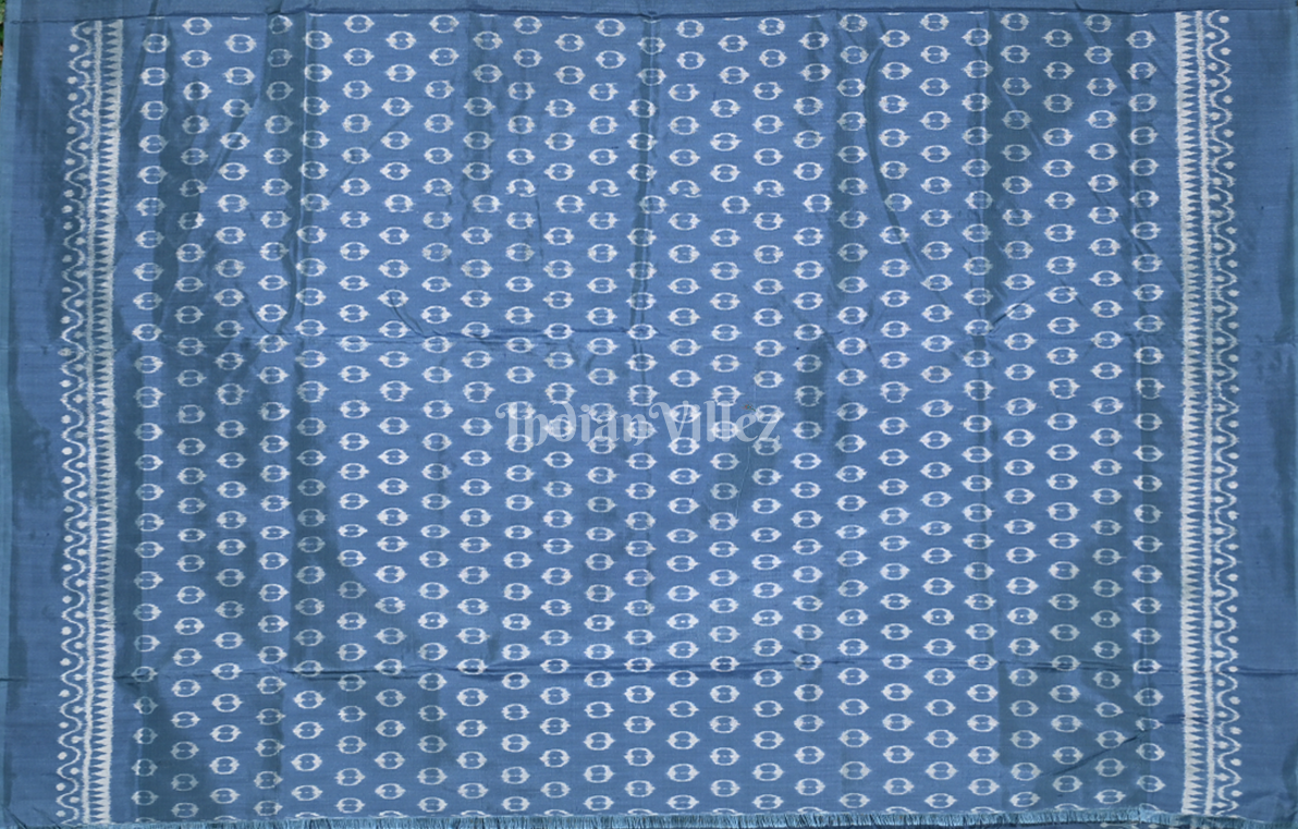 Light Blue Lotus Scot Odisha Ikat Contemporary Designer Silk Saree 