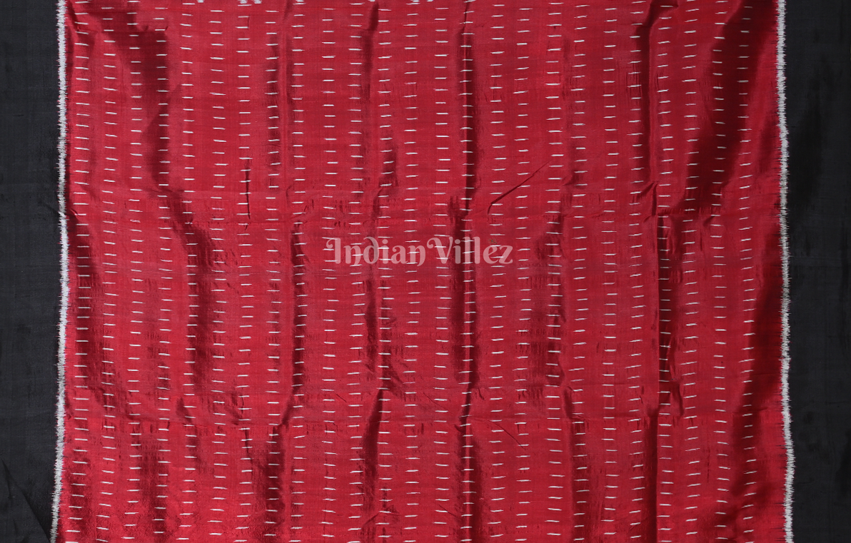Red Black Telia Rumal Odisha Ikat Contemporary Designer Saree with Paspali Anchal