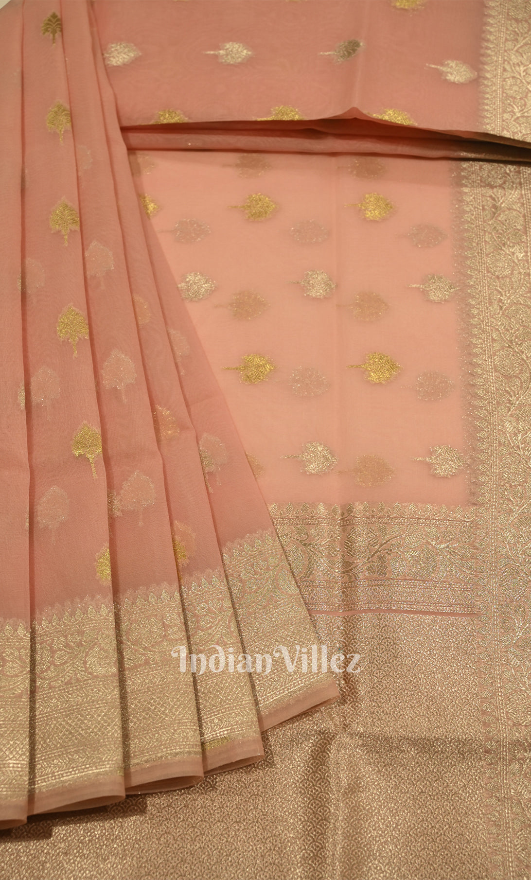 Baby Pink Chanderi  Silk Banarasi Saree