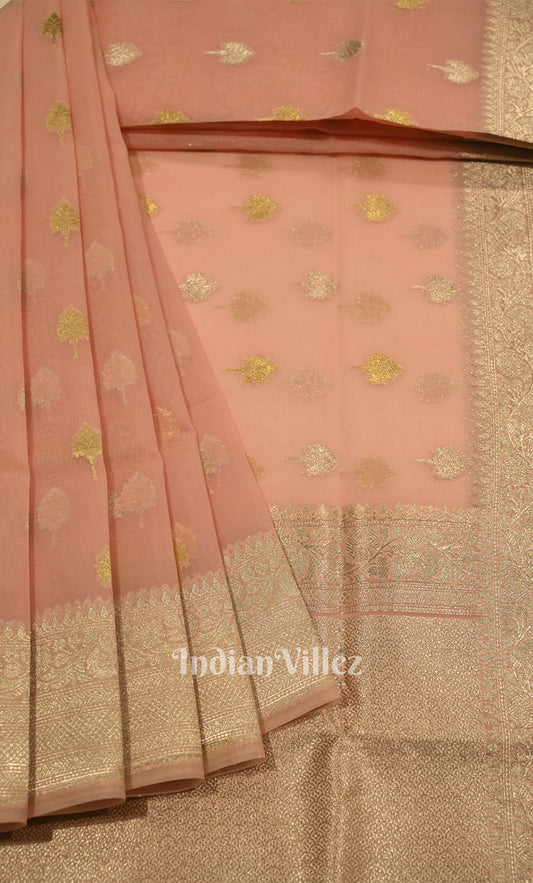 Baby Pink Chanderi  Silk Banarasi Saree