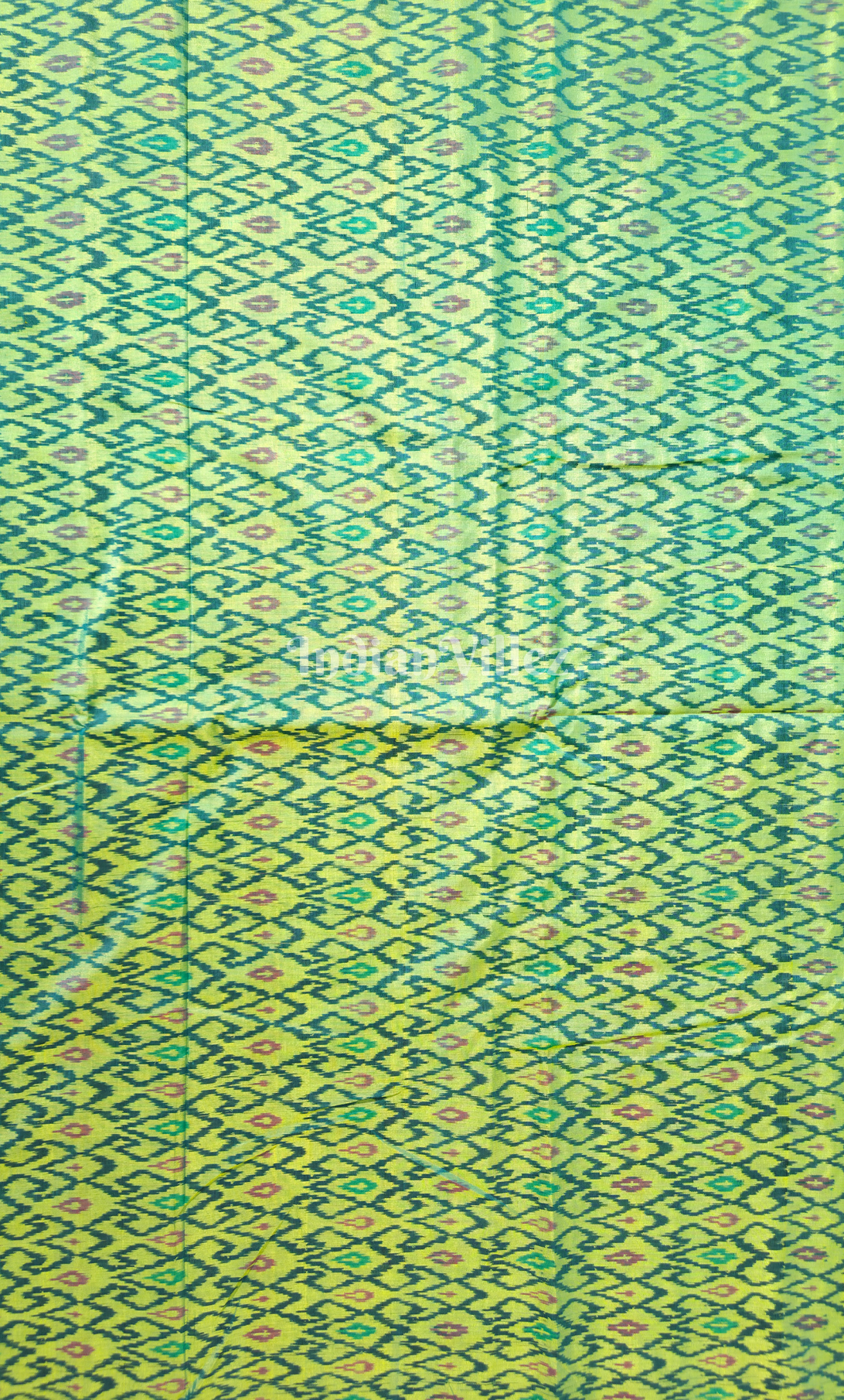 Parrot Green Handwoven Pochampally Silk & Cotton (Sico) Fabric