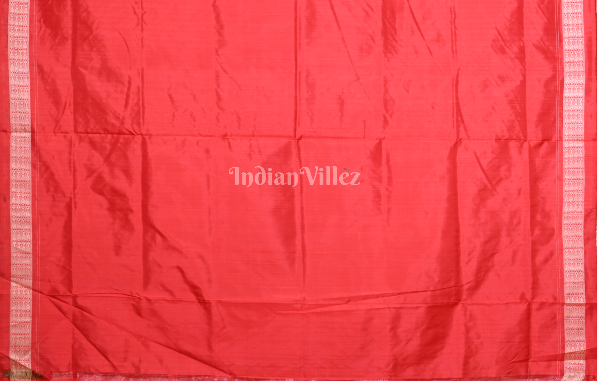 Pink Red Tree Motif Odisha Ikat Sambalpuri Silk Saree