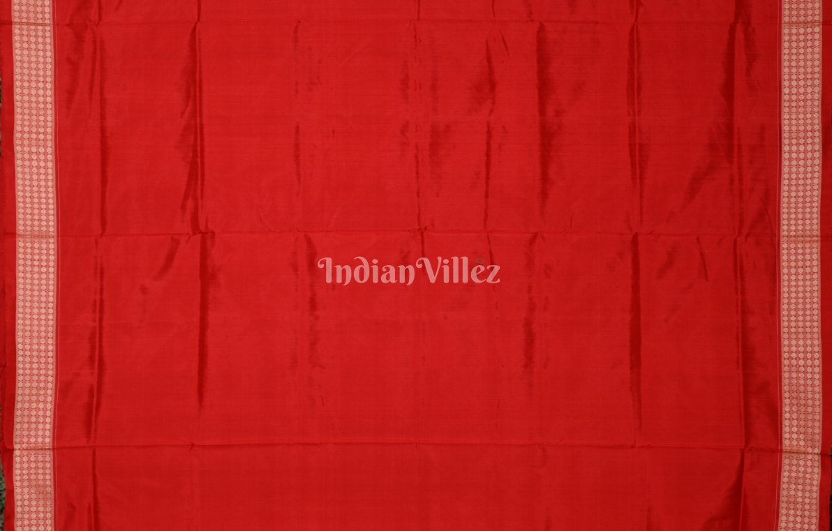 Exclusive Red Divine Yantra Elegance Odisha Ikat Sambalpuri Silk Saree