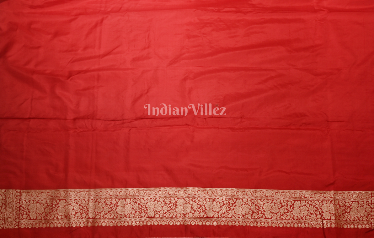 Red Meenakari Pure Katan Banarasi Silk Saree