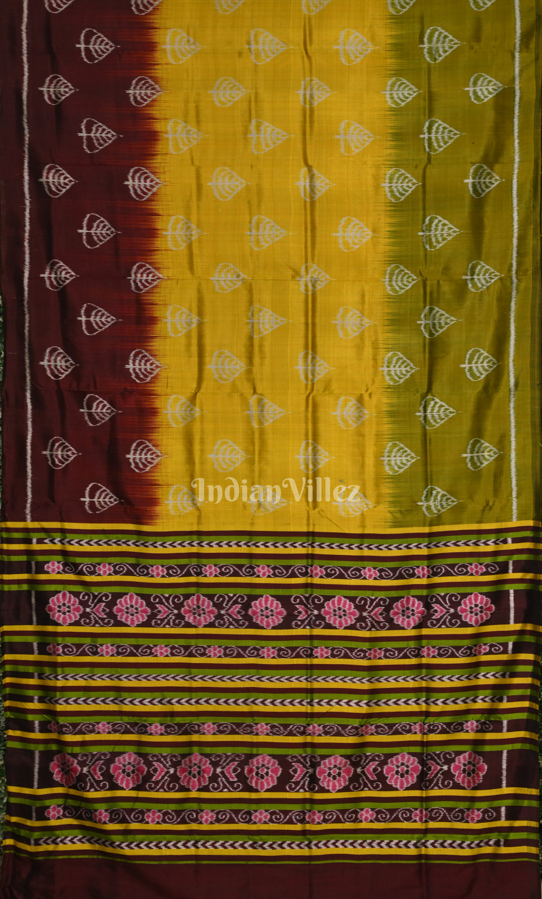 Mustard Yellow Coffee Contemporary Designer Silk Saree 