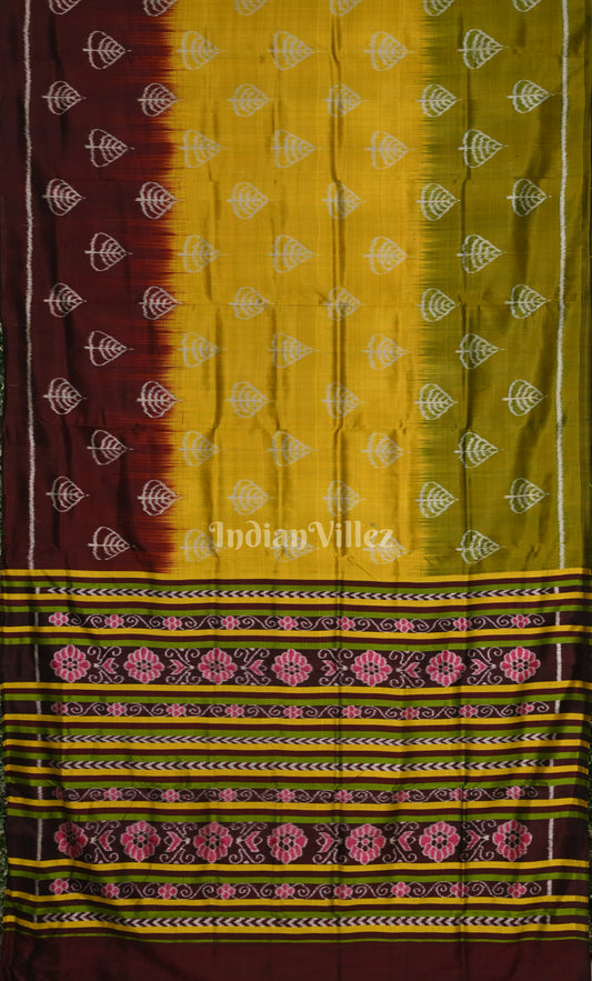 Mustard Yellow Coffee Contemporary Designer Silk Saree 