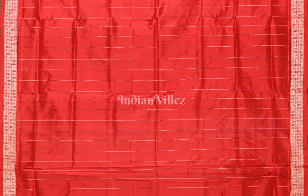 Coffee Red Konark Temple Chakra Odisha Ikat Sambalpuri Silk Saree